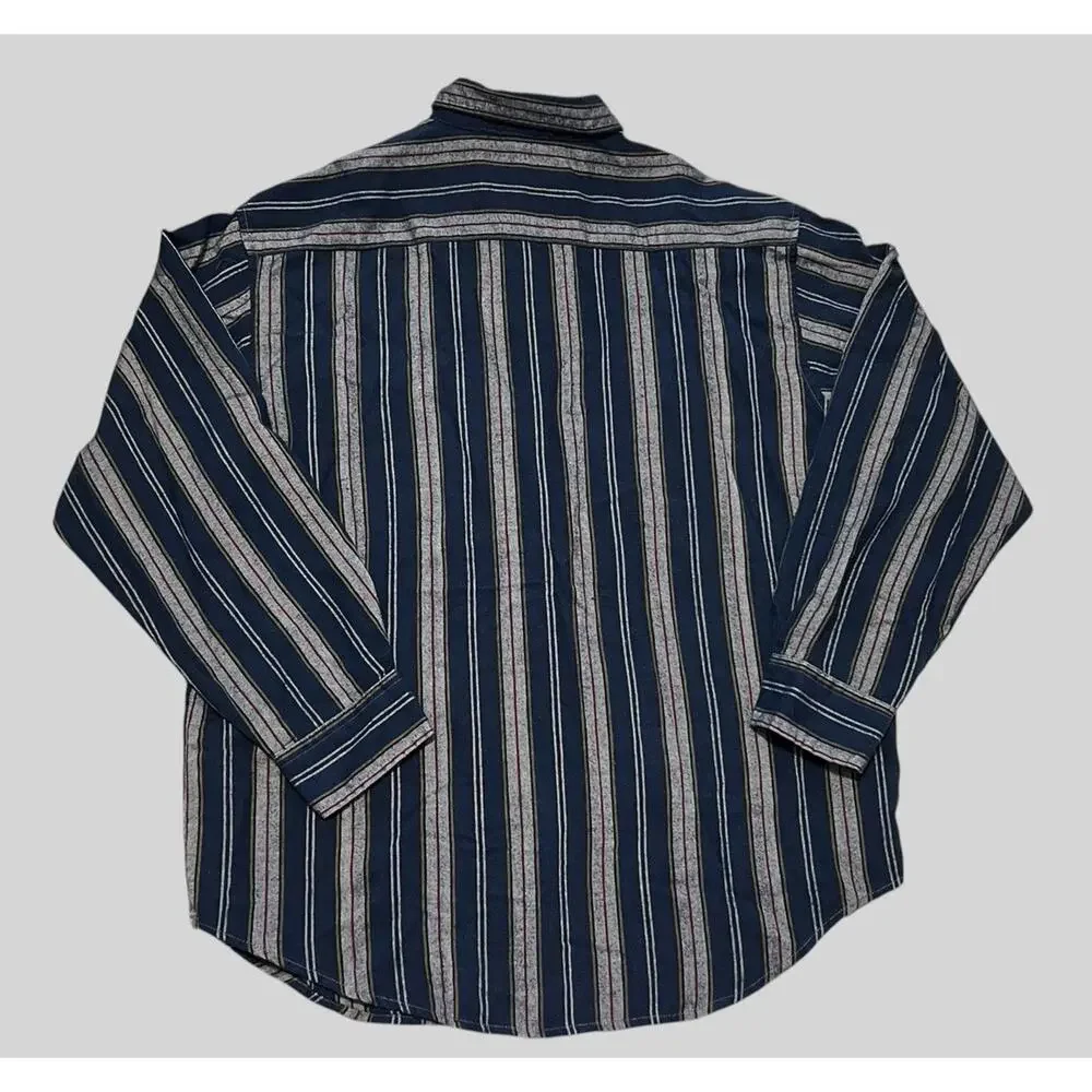 Vintage 90s Flannel Shirt Mens Large Blue Stripe Acrylic Northwest Territory